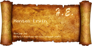 Hentes Ervin névjegykártya